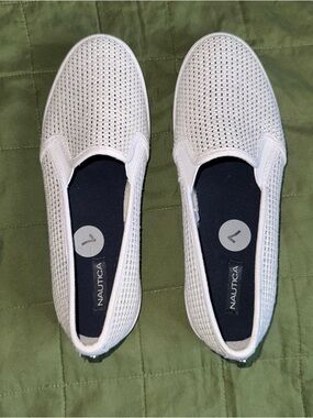 Nautica Women’s White Perforated Slip-On Moccasins